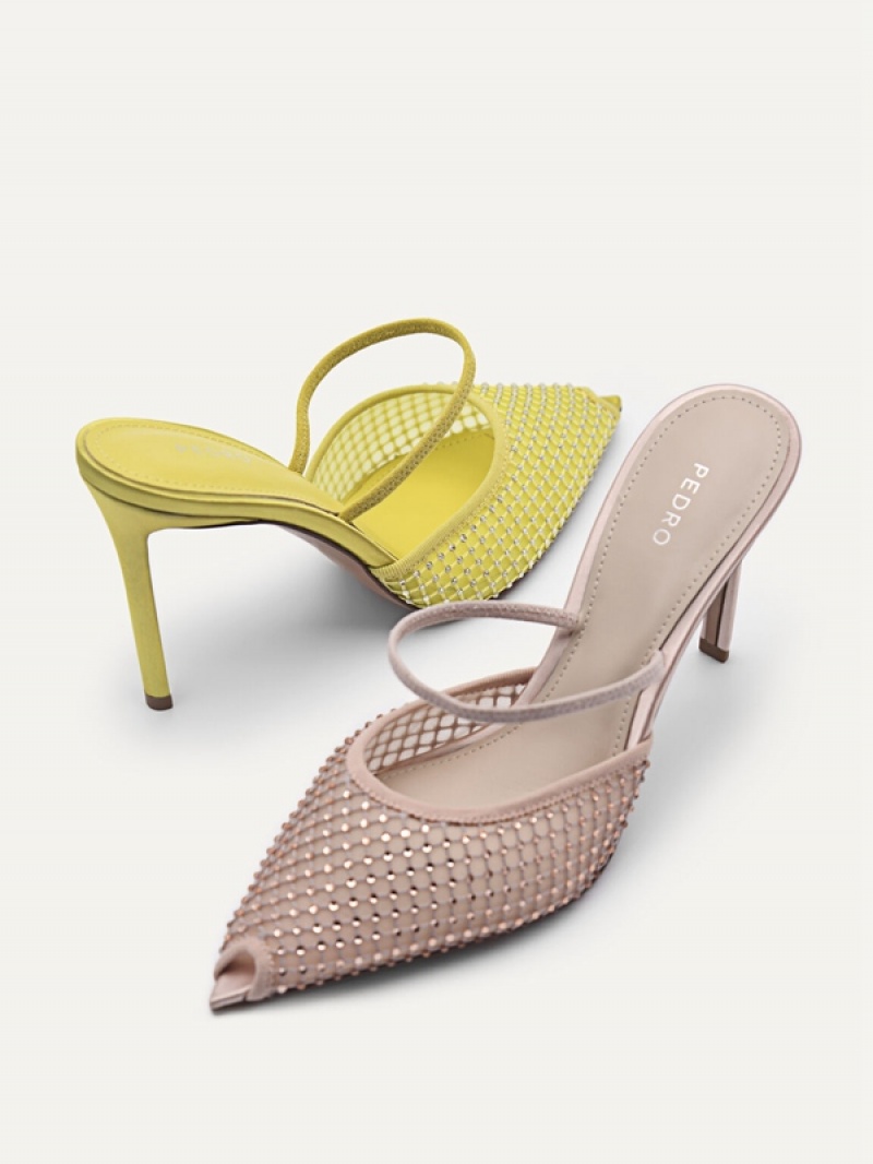 Yellow Women's Pedro Megan Mesh Slingback Pumps | NSRAJV-623