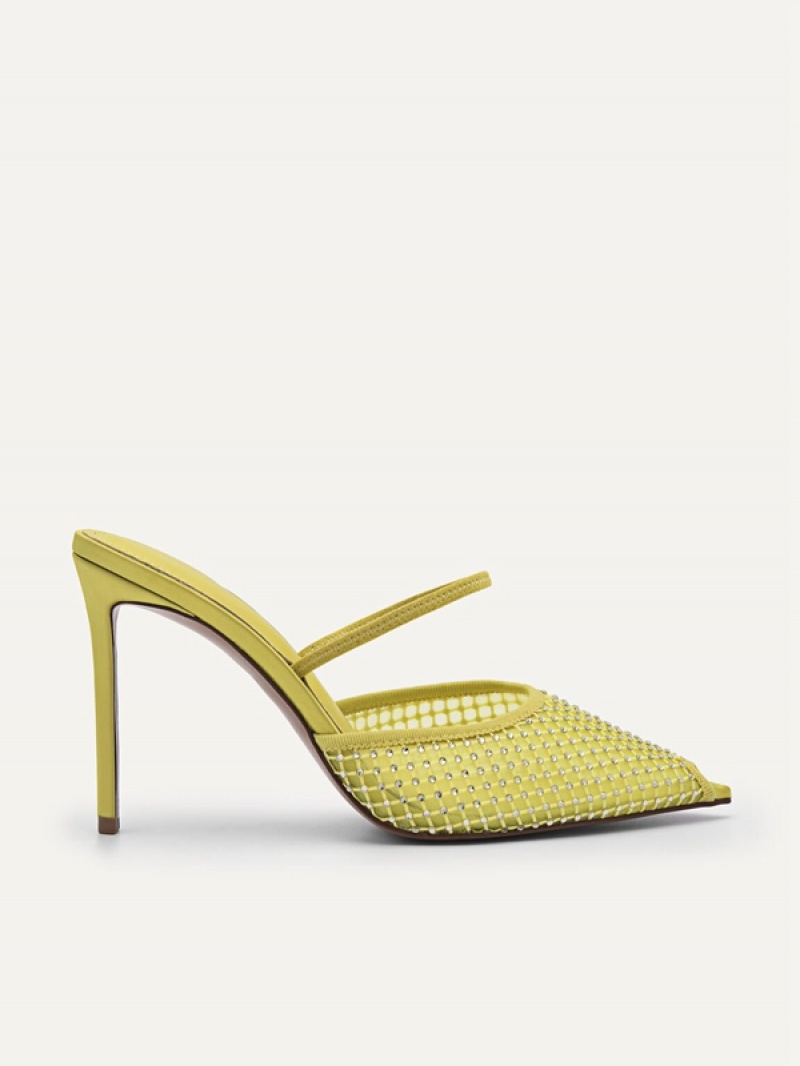 Yellow Women\'s Pedro Megan Mesh Slingback Pumps | NSRAJV-623