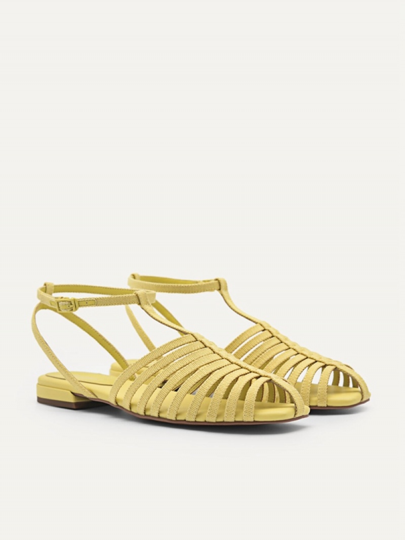 Yellow Women's Pedro Palma Caged Sandals | EBNUPX-457