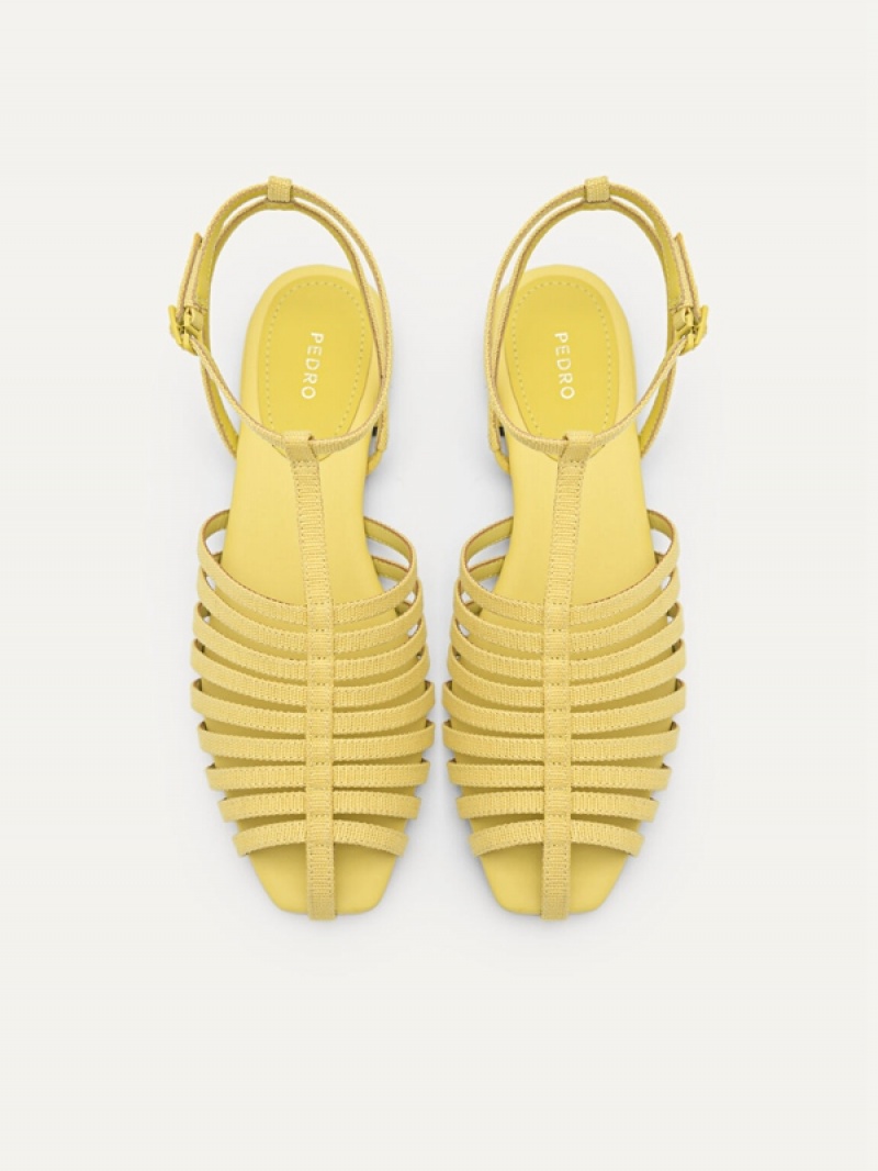 Yellow Women's Pedro Palma Caged Sandals | EBNUPX-457