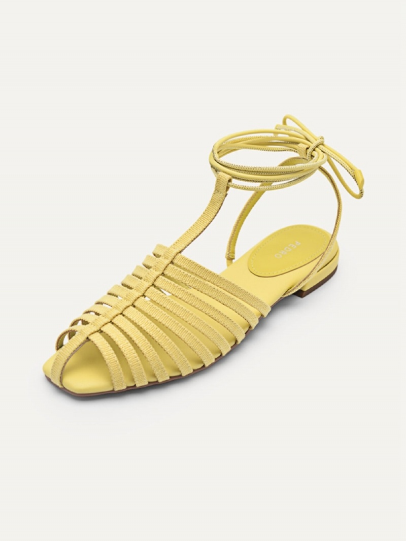 Yellow Women's Pedro Palma Caged Sandals | EBNUPX-457