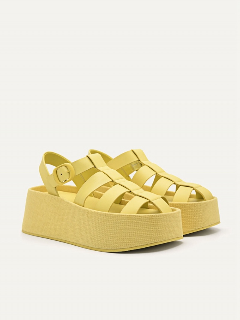 Yellow Women's Pedro Palma Platform Sandals | WOUITF-152