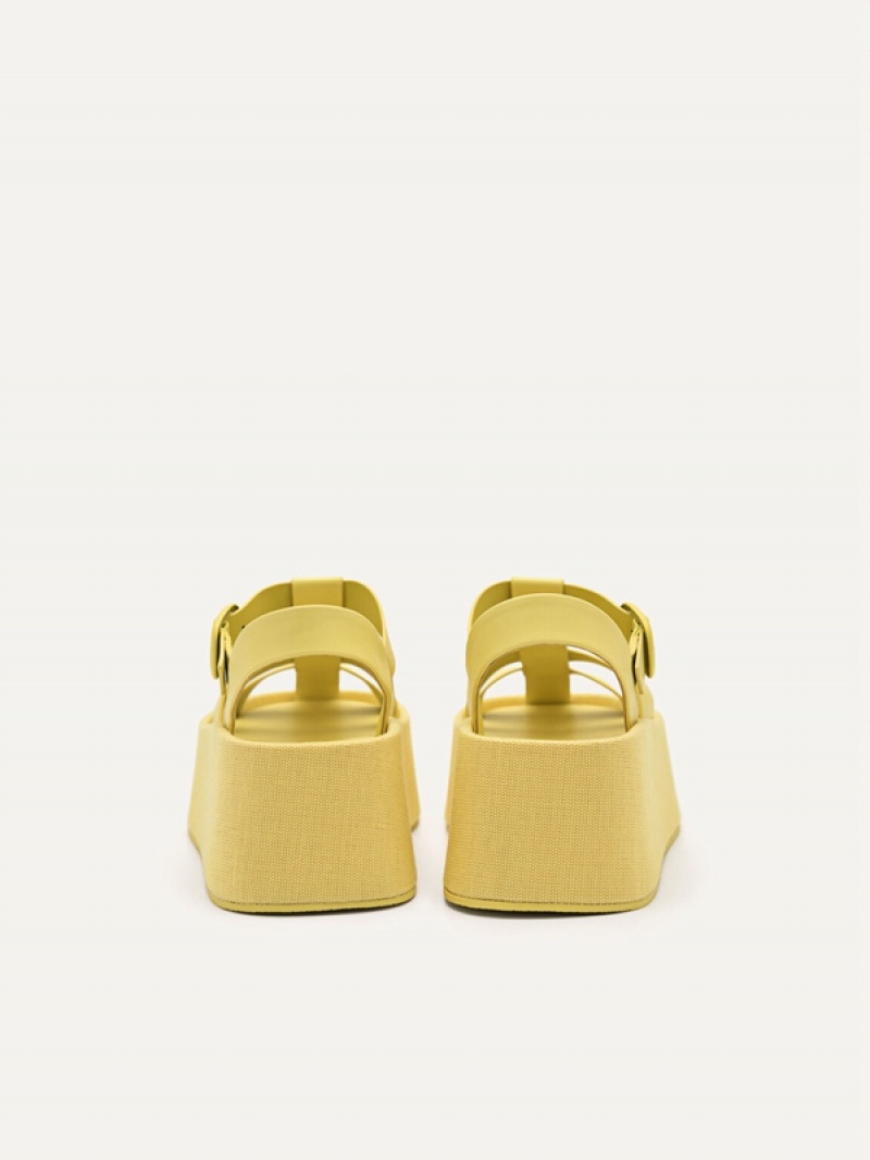 Yellow Women's Pedro Palma Platform Sandals | WOUITF-152