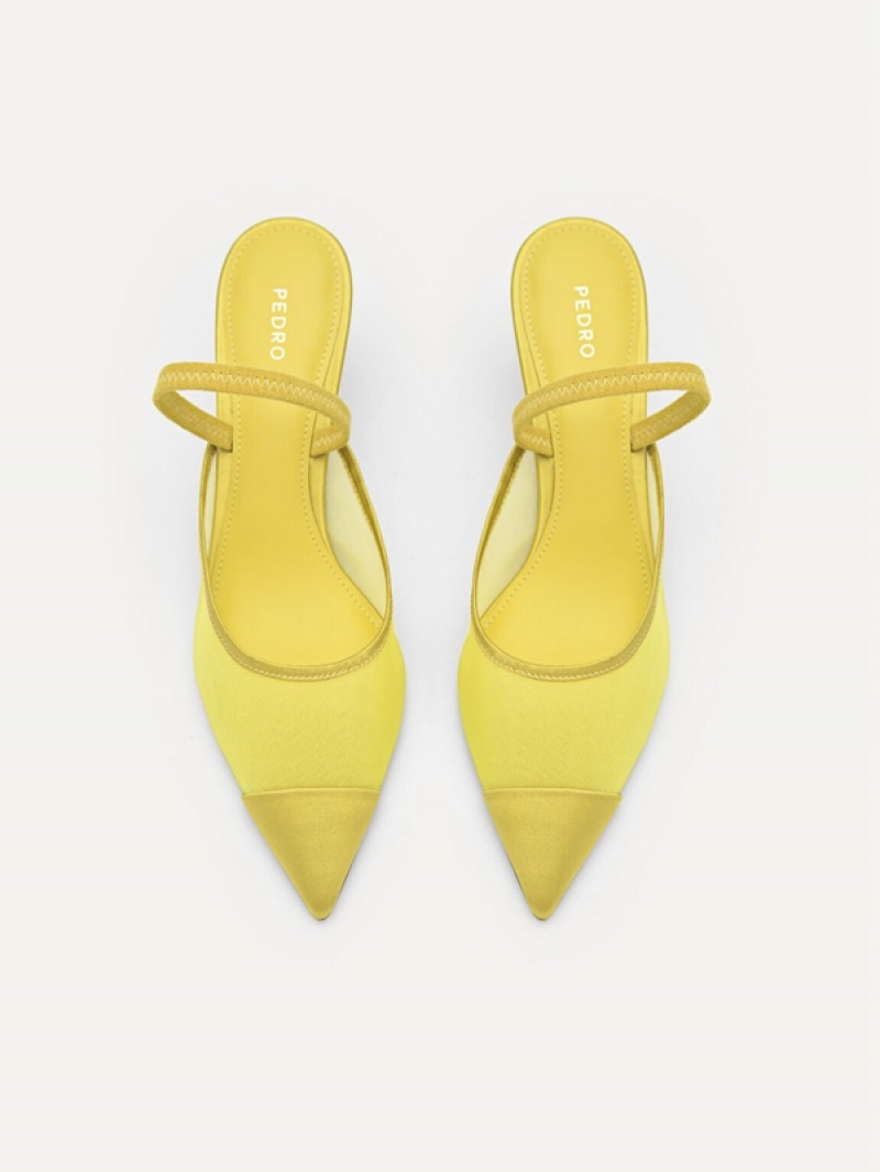 Yellow Women's Pedro Rina Mesh Slingback Pumps | HSEUDQ-476