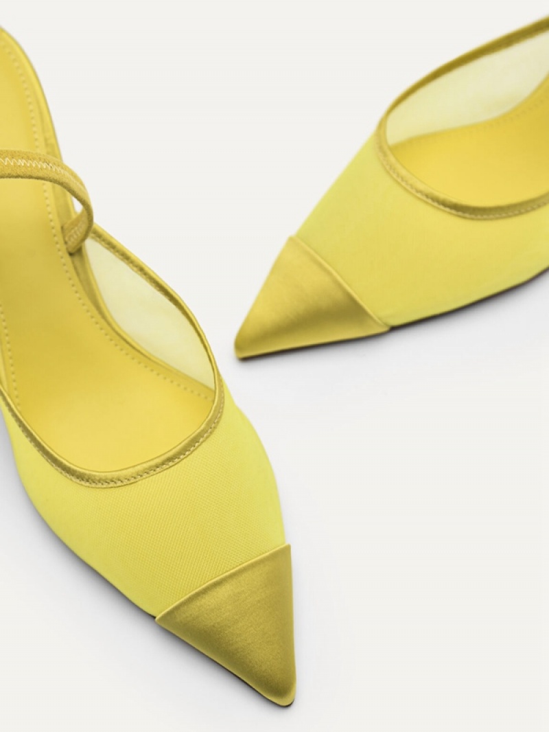 Yellow Women's Pedro Rina Mesh Slingback Pumps | HSEUDQ-476