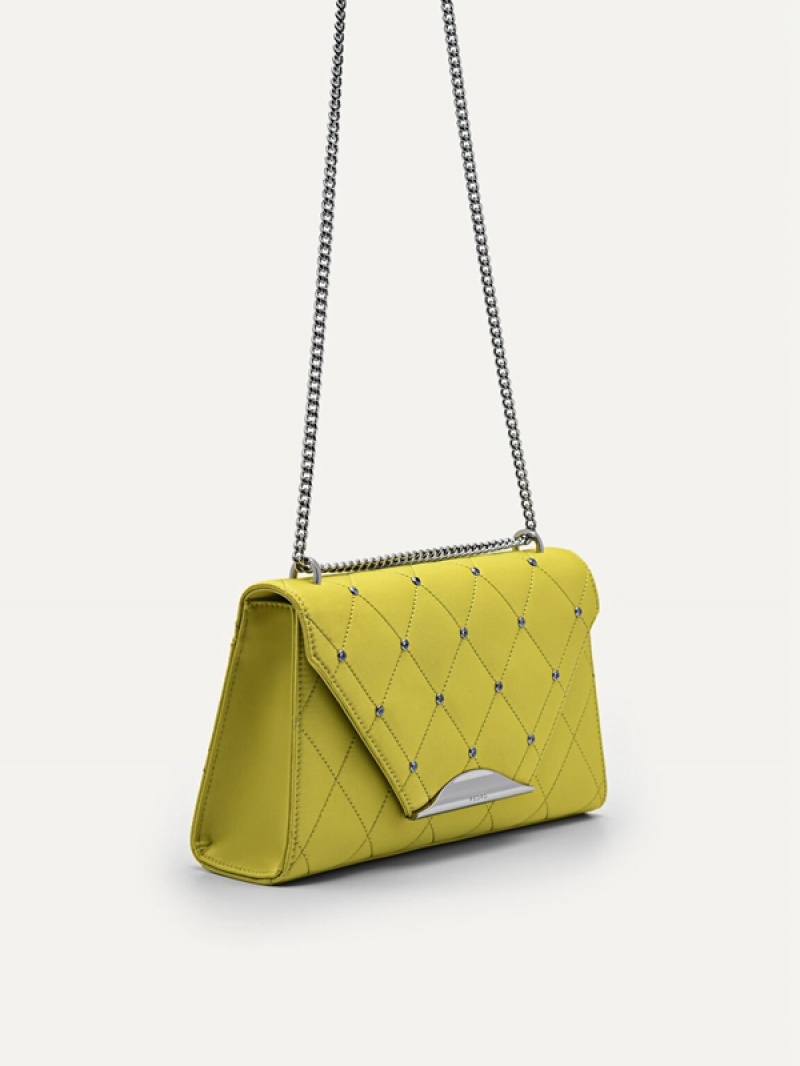 Yellow Women's Pedro Rina Satin Shoulder Bags | SRAIGW-025