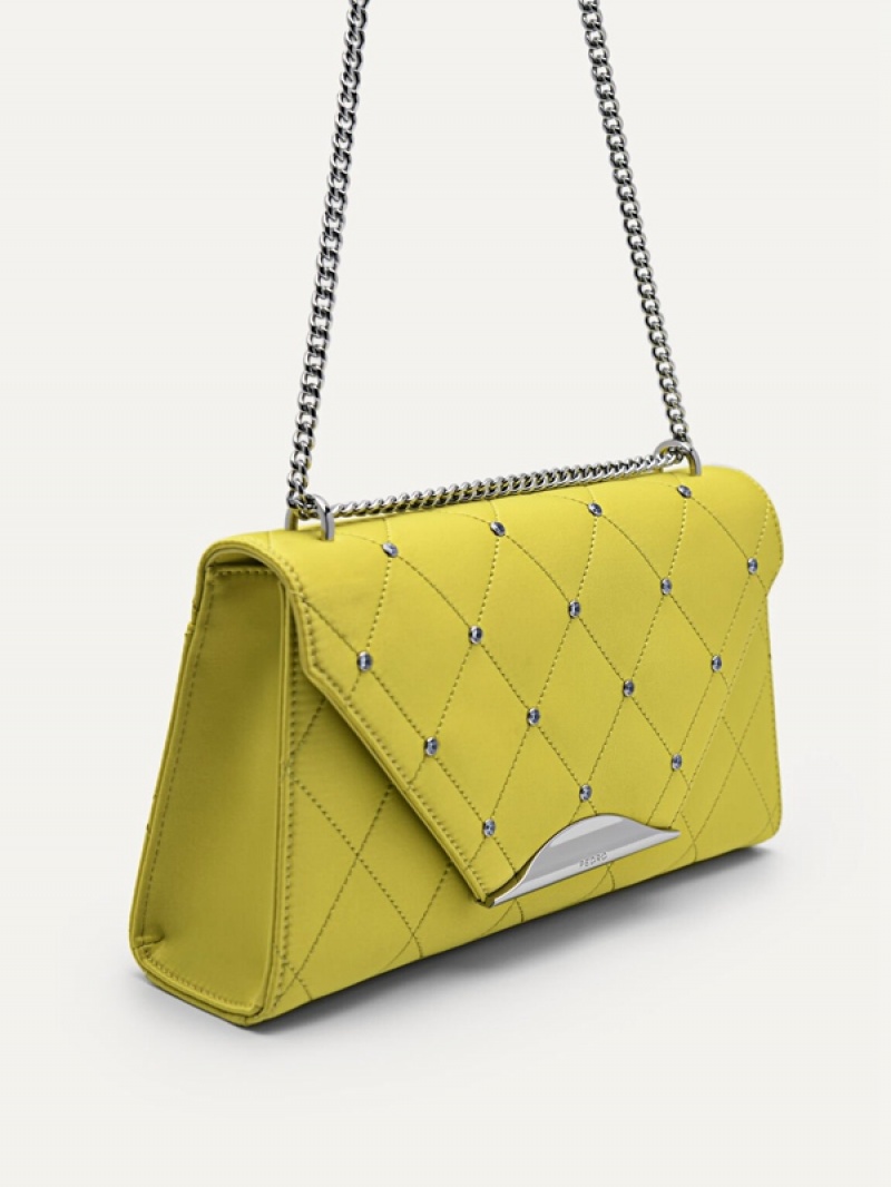 Yellow Women's Pedro Rina Satin Shoulder Bags | SRAIGW-025