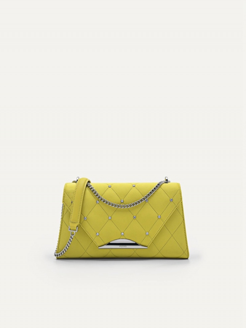 Yellow Women\'s Pedro Rina Satin Shoulder Bags | SRAIGW-025