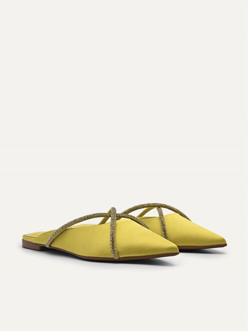 Yellow Women's Pedro Rina Strappy Mules | NUCBSE-304