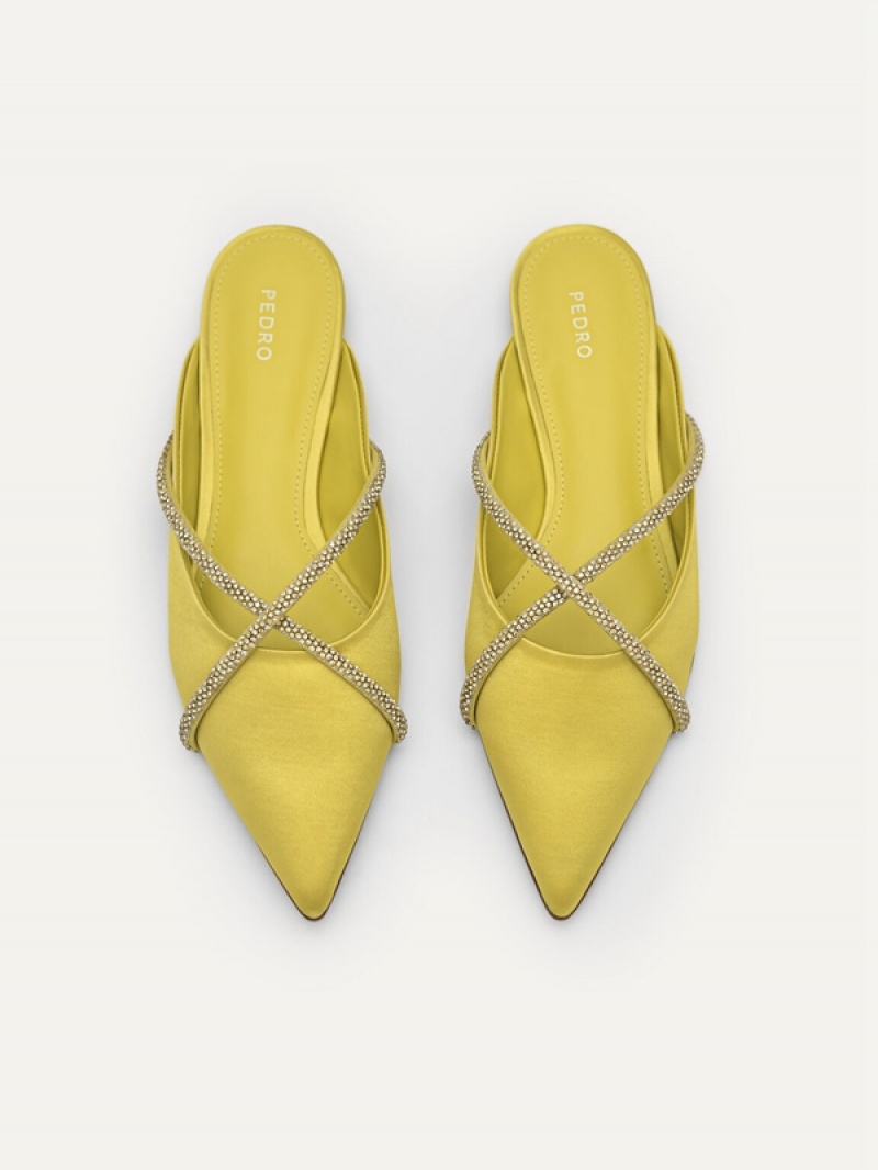 Yellow Women's Pedro Rina Strappy Mules | NUCBSE-304